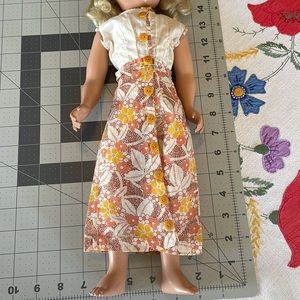 Antique, ca 1930’s fly away style dress, sleeveless, open front; includes apron